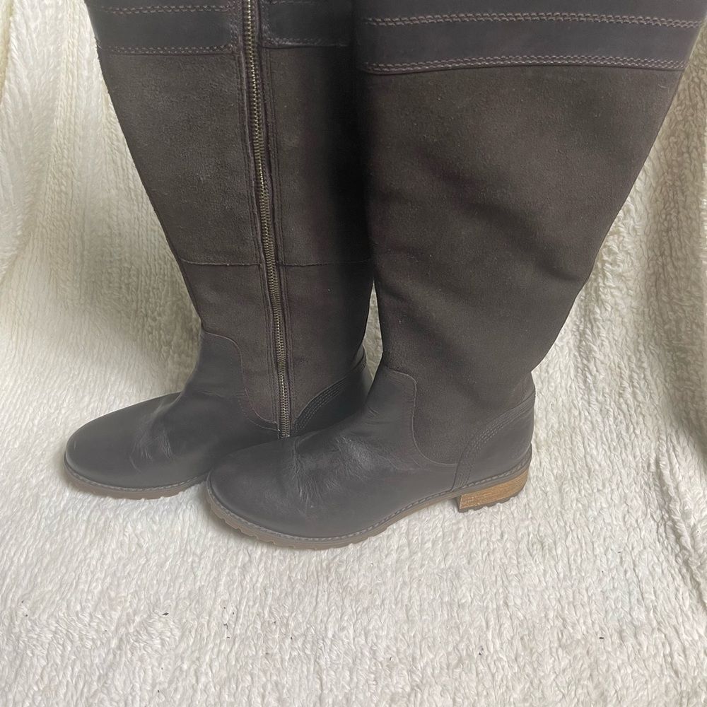 Timberland Bethel Leather Brown riding Boots side zipper SZ7.5